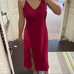 NWT slip midi dress with slit and button detail